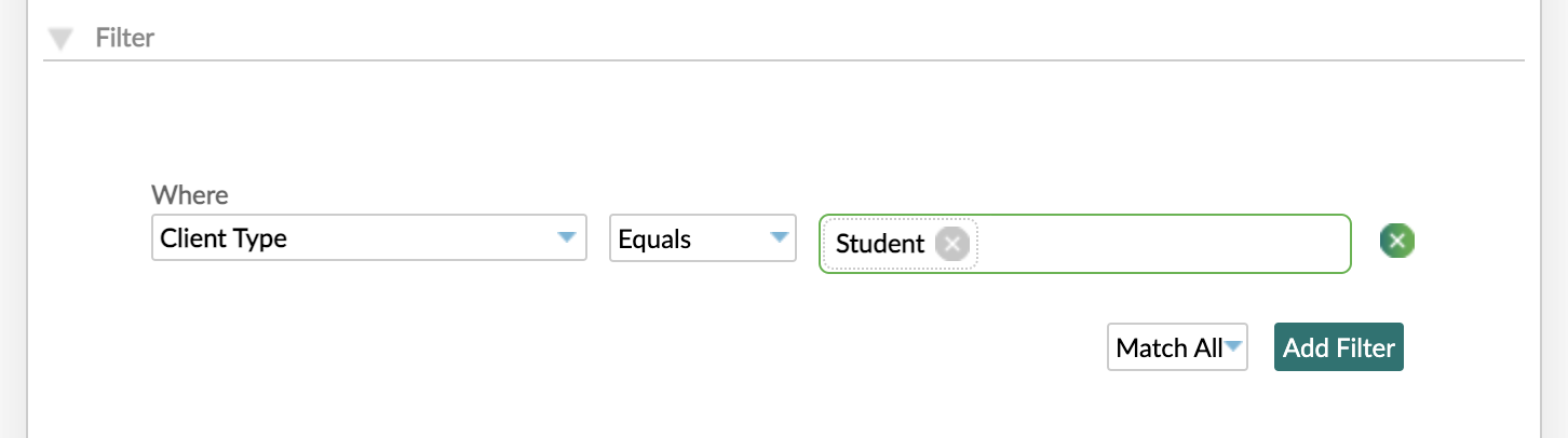 Create a New View filter section
